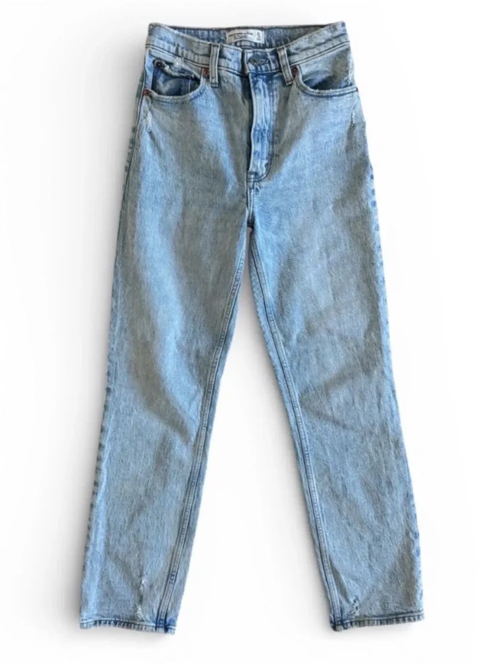 Abercrombie & Fitch Ultra High Rise 90s Straight Jeans Retro Light Wash 25